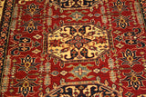 handmade Geometric Super Kazak Red Tan Hand Knotted RECTANGLE 100% WOOL area rug 4 x 6