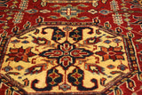 handmade Geometric Super Kazak Red Tan Hand Knotted RECTANGLE 100% WOOL area rug 4 x 6