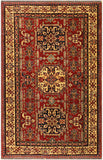 Southwestern Super Kazak Clyde Red/Tan Wool Rug - 4'3'' x 5'8''