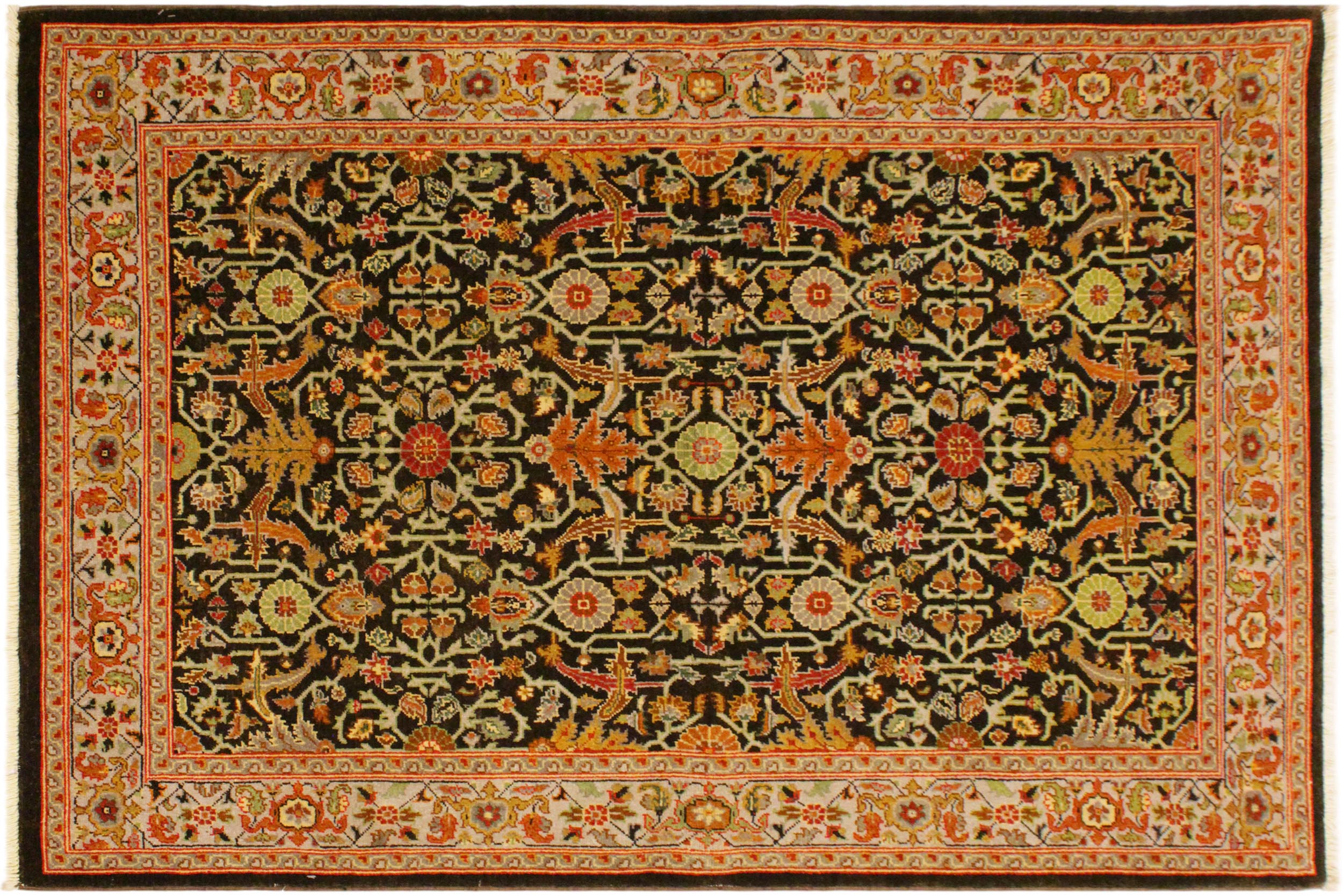 handmade Traditional Kafkaz Brown Tan Hand Knotted RECTANGLE 100% WOOL area rug 4x6