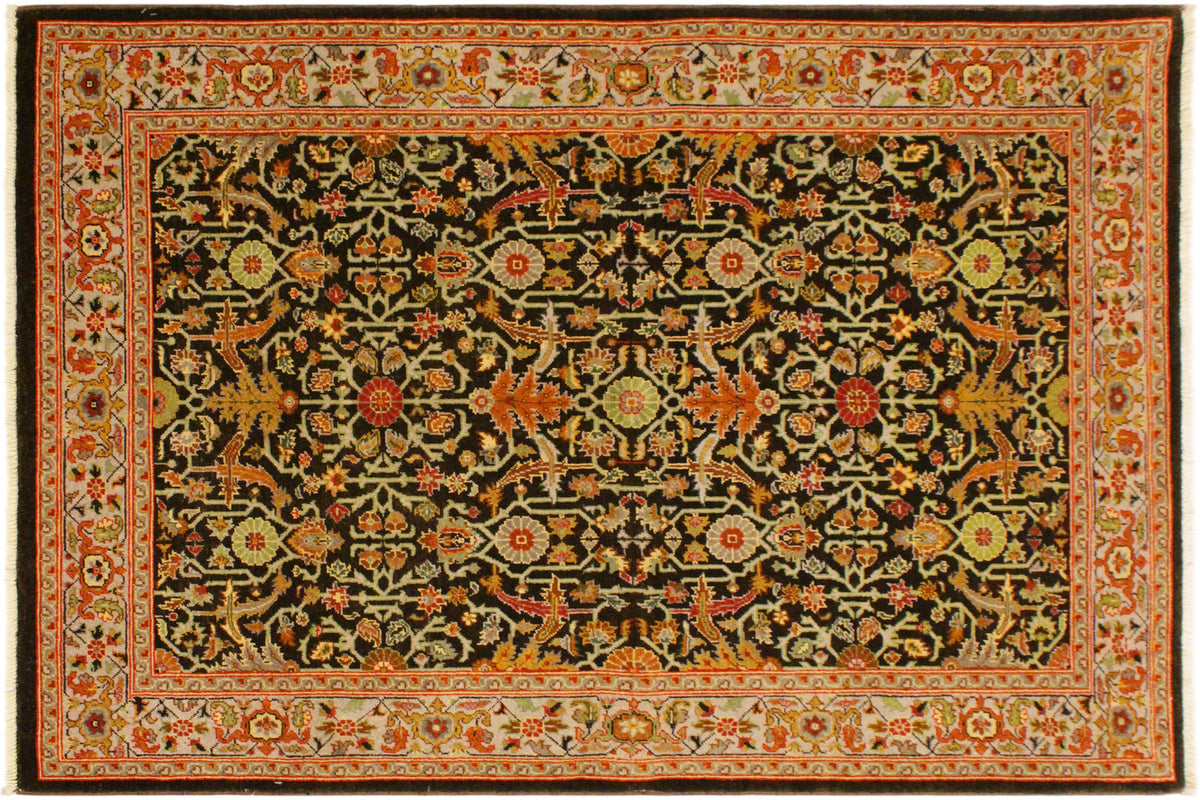 handmade Traditional Kafkaz Brown Tan Hand Knotted RECTANGLE 100% WOOL area rug 4x6