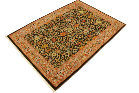 handmade Traditional Kafkaz Brown Tan Hand Knotted RECTANGLE 100% WOOL area rug 4x6