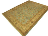 handmade Transitional Design Lt. Blue Tan Hand Knotted RECTANGLE 100% WOOL area rug 10x14
