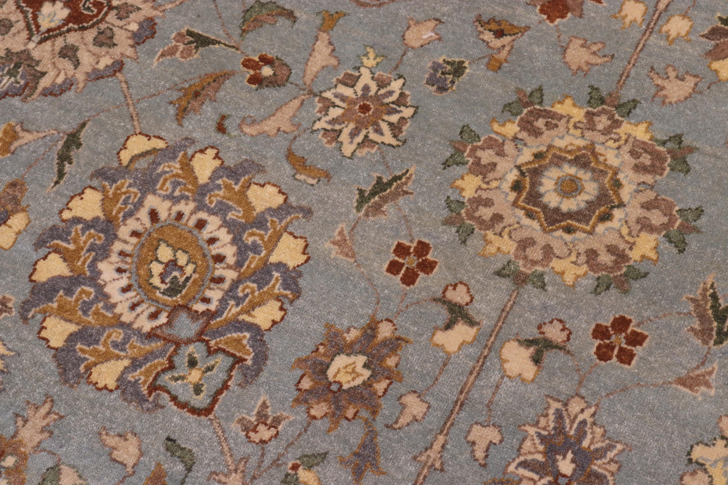 handmade Traditional Design Lt. Blue Tan Hand Knotted RECTANGLE 100% WOOL area rug 10' x 14'