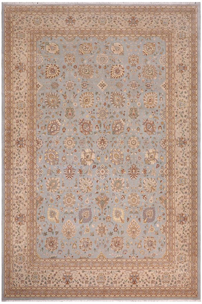 handmade Transitional Design Lt. Blue Tan Hand Knotted RECTANGLE 100% WOOL area rug 10x14