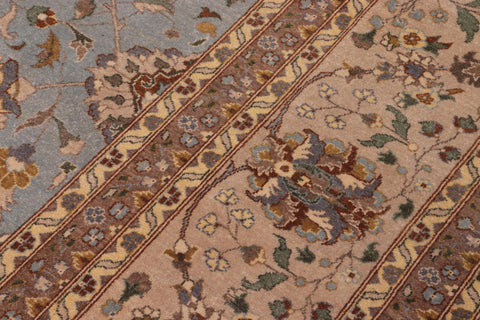 handmade Traditional Design Lt. Blue Tan Hand Knotted RECTANGLE 100% WOOL area rug 10' x 14'