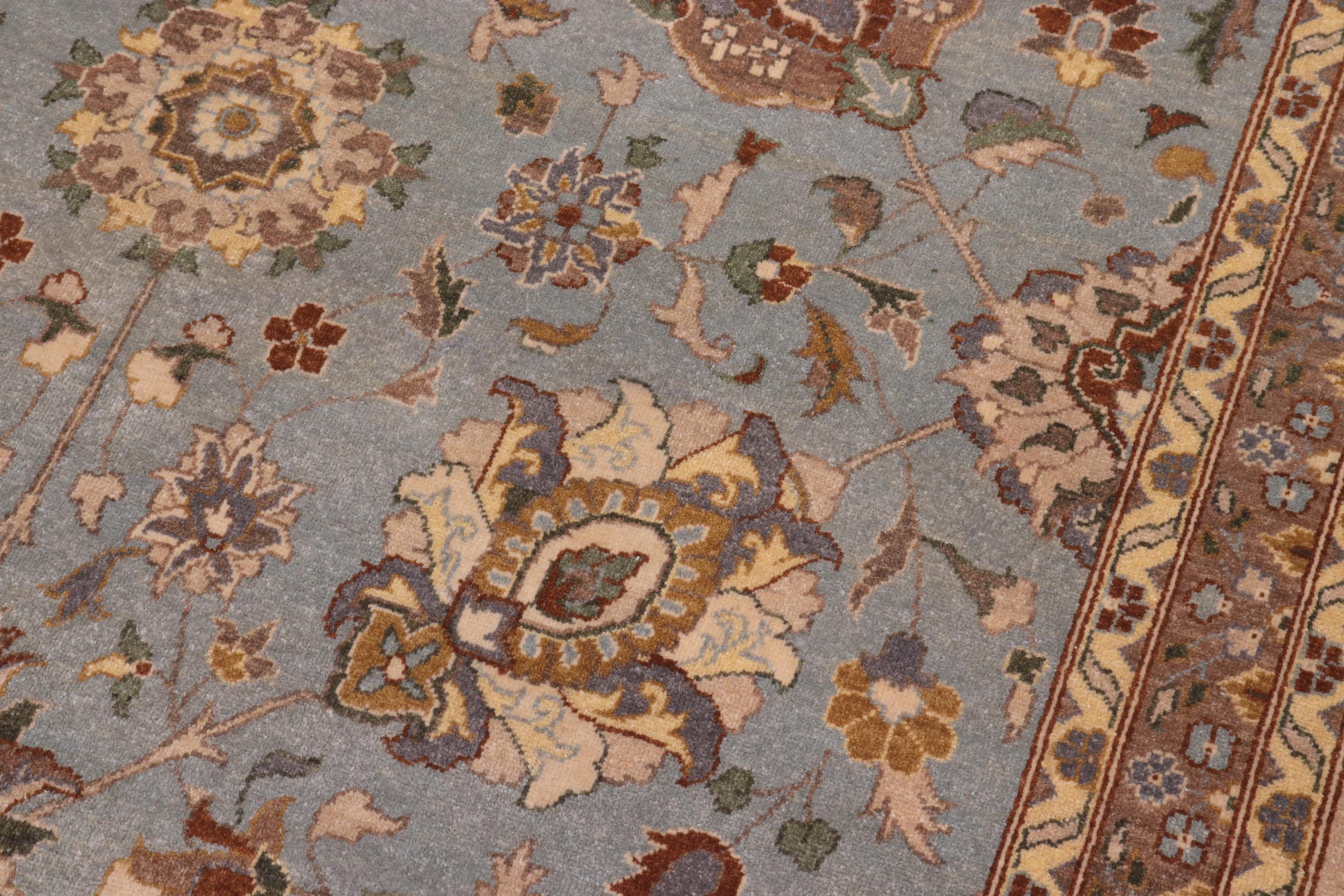 handmade Traditional Design Lt. Blue Tan Hand Knotted RECTANGLE 100% WOOL area rug 10' x 14'