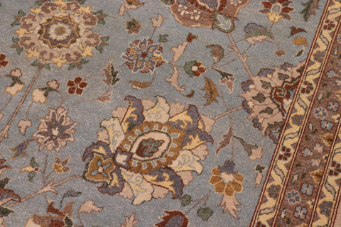 handmade Traditional Design Lt. Blue Tan Hand Knotted RECTANGLE 100% WOOL area rug 10' x 14'