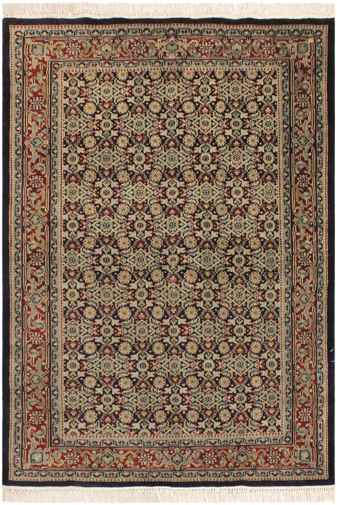 handmade Transitional  Blue Red Hand Knotted RECTANGLE 100% WOOL area rug 4X6