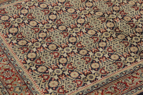 handmade Transitional  Blue Red Hand Knotted RECTANGLE 100% WOOL area rug 4' x 6'