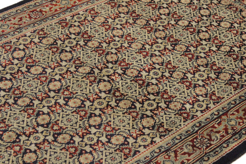 handmade Transitional  Blue Red Hand Knotted RECTANGLE 100% WOOL area rug 4' x 6'