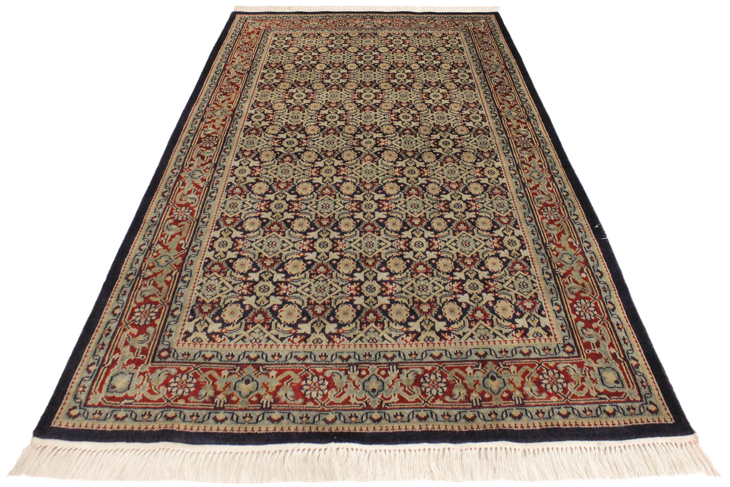 handmade Transitional  Blue Red Hand Knotted RECTANGLE 100% WOOL area rug 4' x 6'