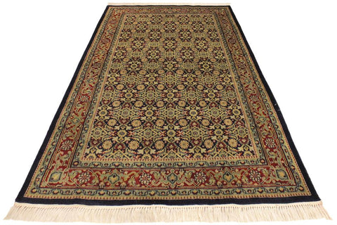 handmade Transitional  Blue Red Hand Knotted RECTANGLE 100% WOOL area rug 4X6