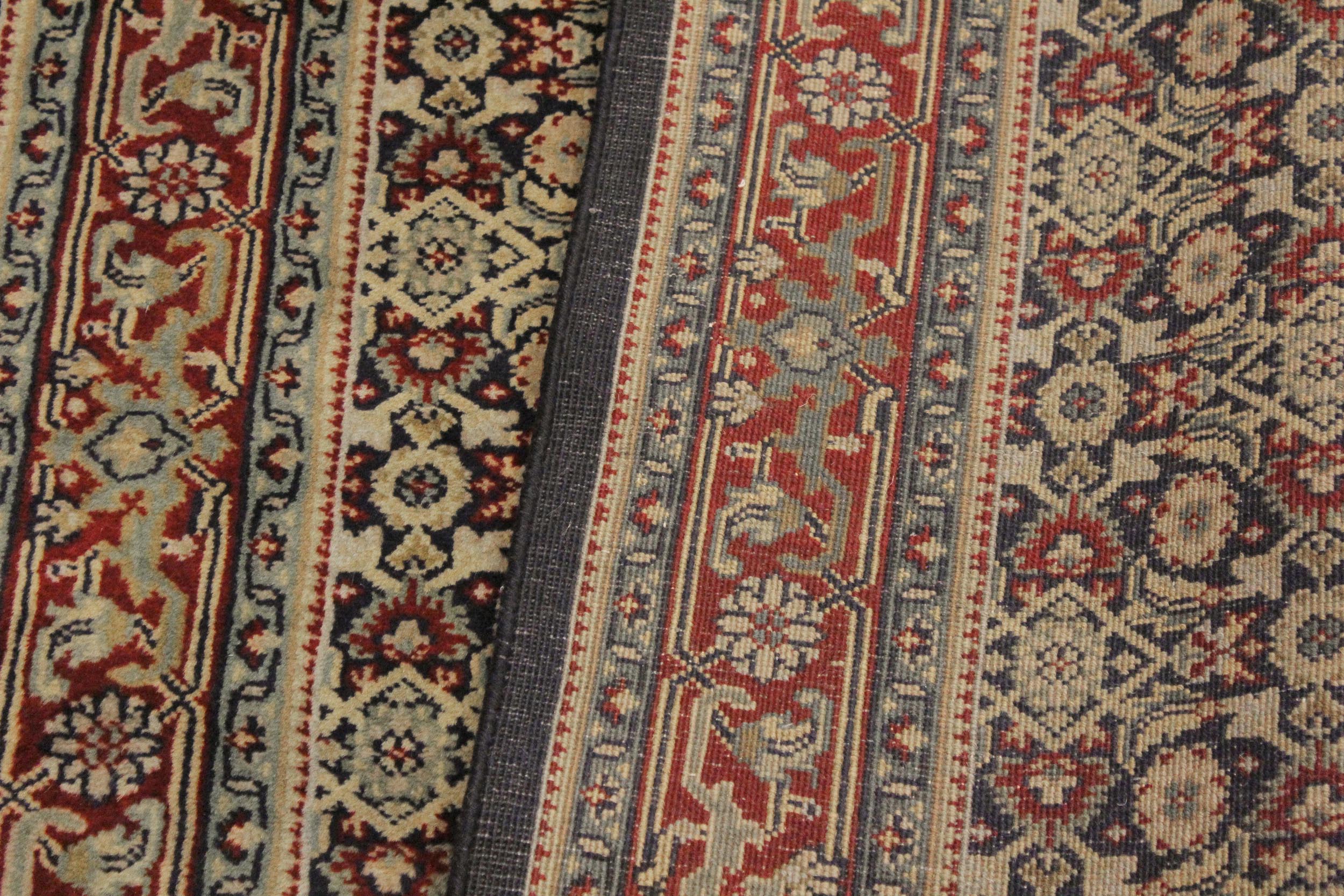 handmade Transitional  Blue Red Hand Knotted RECTANGLE 100% WOOL area rug 4' x 6'