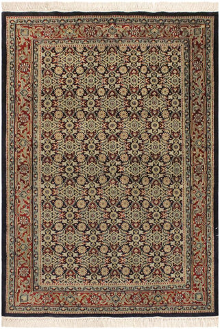 handmade Transitional  Blue Red Hand Knotted RECTANGLE 100% WOOL area rug 4X6