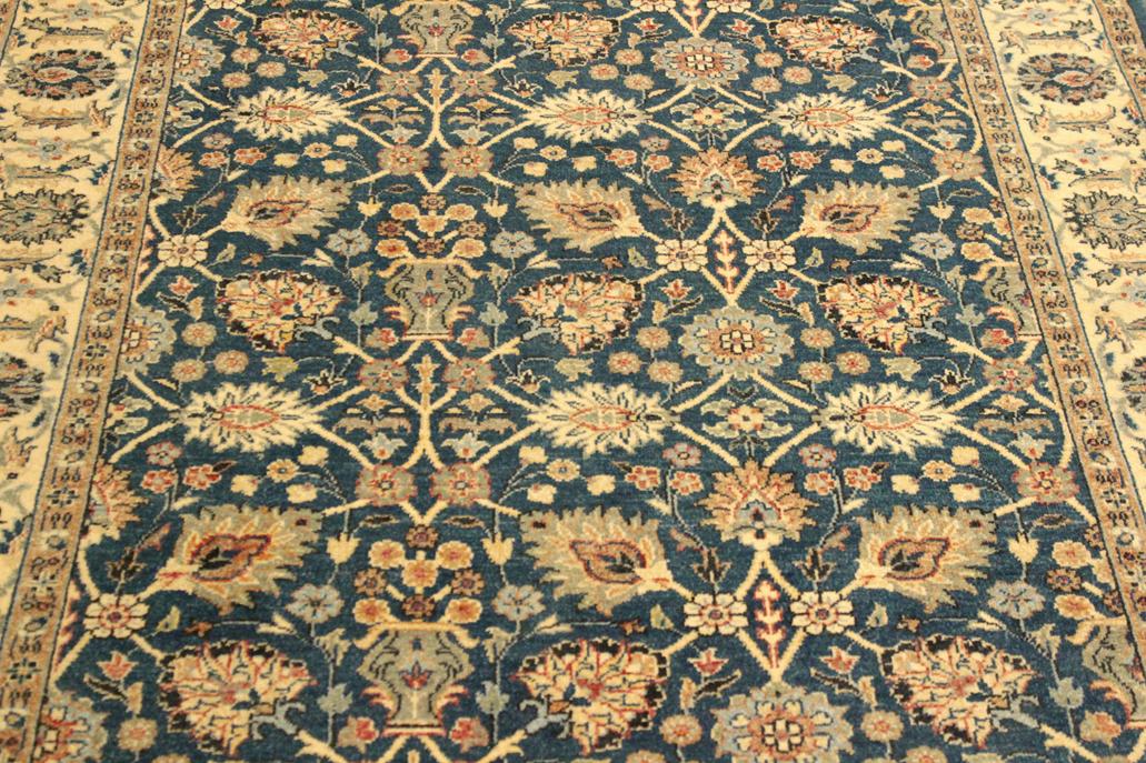 handmade Transitional Design Teal Ivory Hand Knotted RECTANGLE 100% WOOL area rug 4'X6'