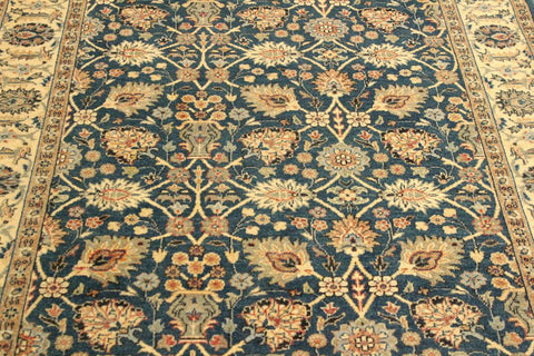 handmade Transitional Design Teal Ivory Hand Knotted RECTANGLE 100% WOOL area rug 4'X6'