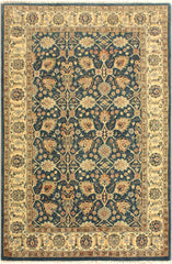 handmade Transitional Design Teal Ivory Hand Knotted RECTANGLE 100% WOOL area rug 4'X6'