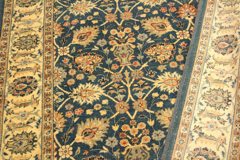 handmade Traditional Design Teal Ivory Hand Knotted RECTANGLE 100% WOOL area rug 4' x 6'