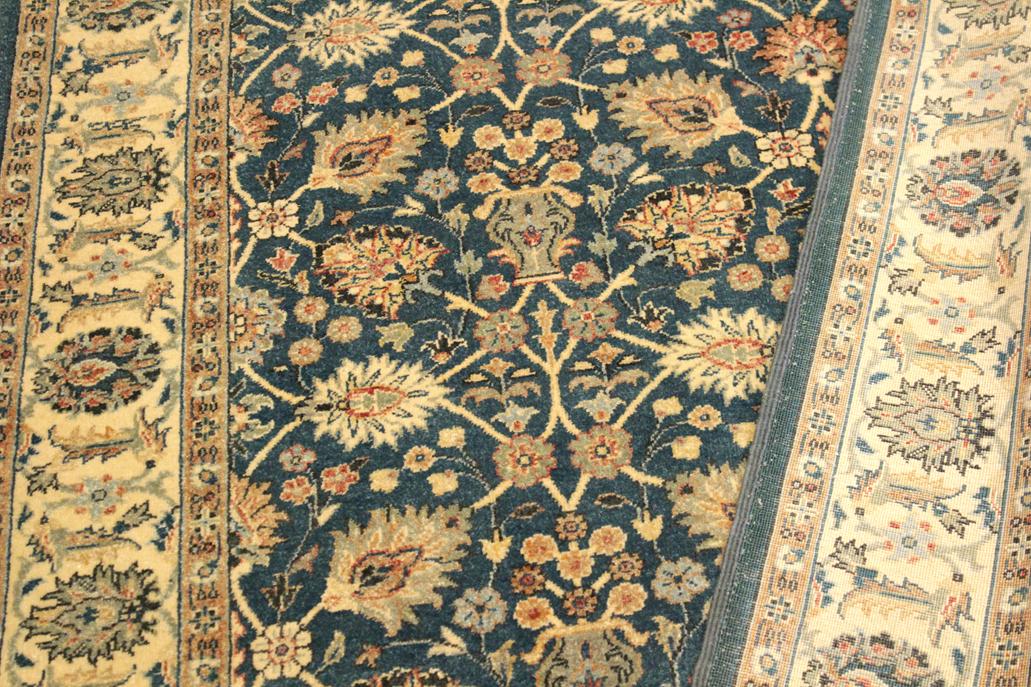 handmade Transitional Design Teal Ivory Hand Knotted RECTANGLE 100% WOOL area rug 4'X6'