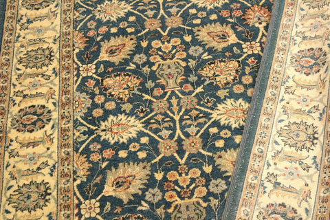 handmade Transitional Design Teal Ivory Hand Knotted RECTANGLE 100% WOOL area rug 4'X6'