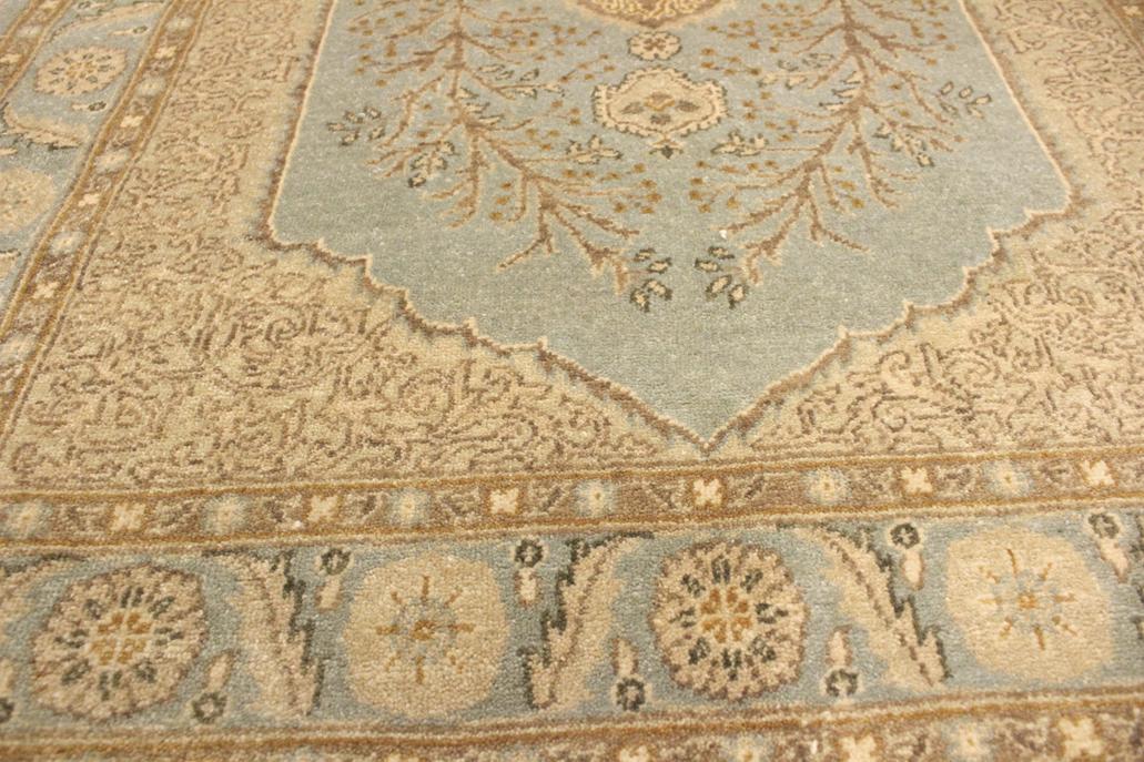 handmade Traditional Kashan Lt. Blue Gold Hand Knotted RECTANGLE 100% WOOL area rug 3'X5'