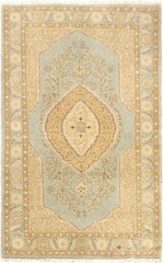 handmade Traditional Kashan Lt. Blue Gold Hand Knotted RECTANGLE 100% WOOL area rug 3'X5'
