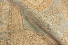 handmade Traditional Kashan Lt. Blue Gold Hand Knotted RECTANGLE 100% WOOL area rug 3'X5'