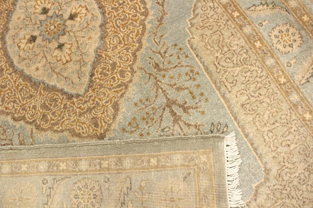 handmade Traditional Kashan Lt. Blue Gold Hand Knotted RECTANGLE 100% WOOL area rug 3'X5'