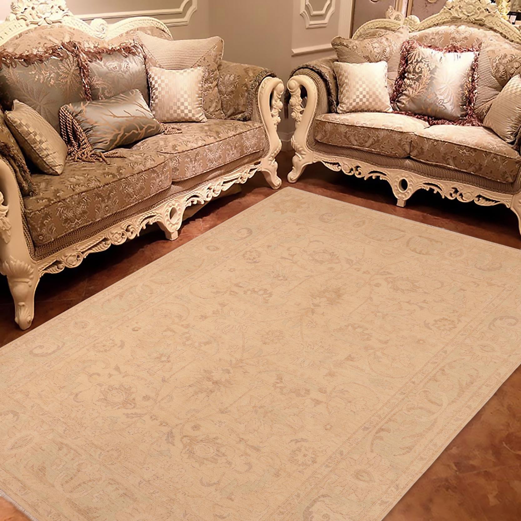 handmade Traditional Kafkaz Lt. Tan Lt. Green Hand Knotted RECTANGLE 100% WOOL area rug 8x10