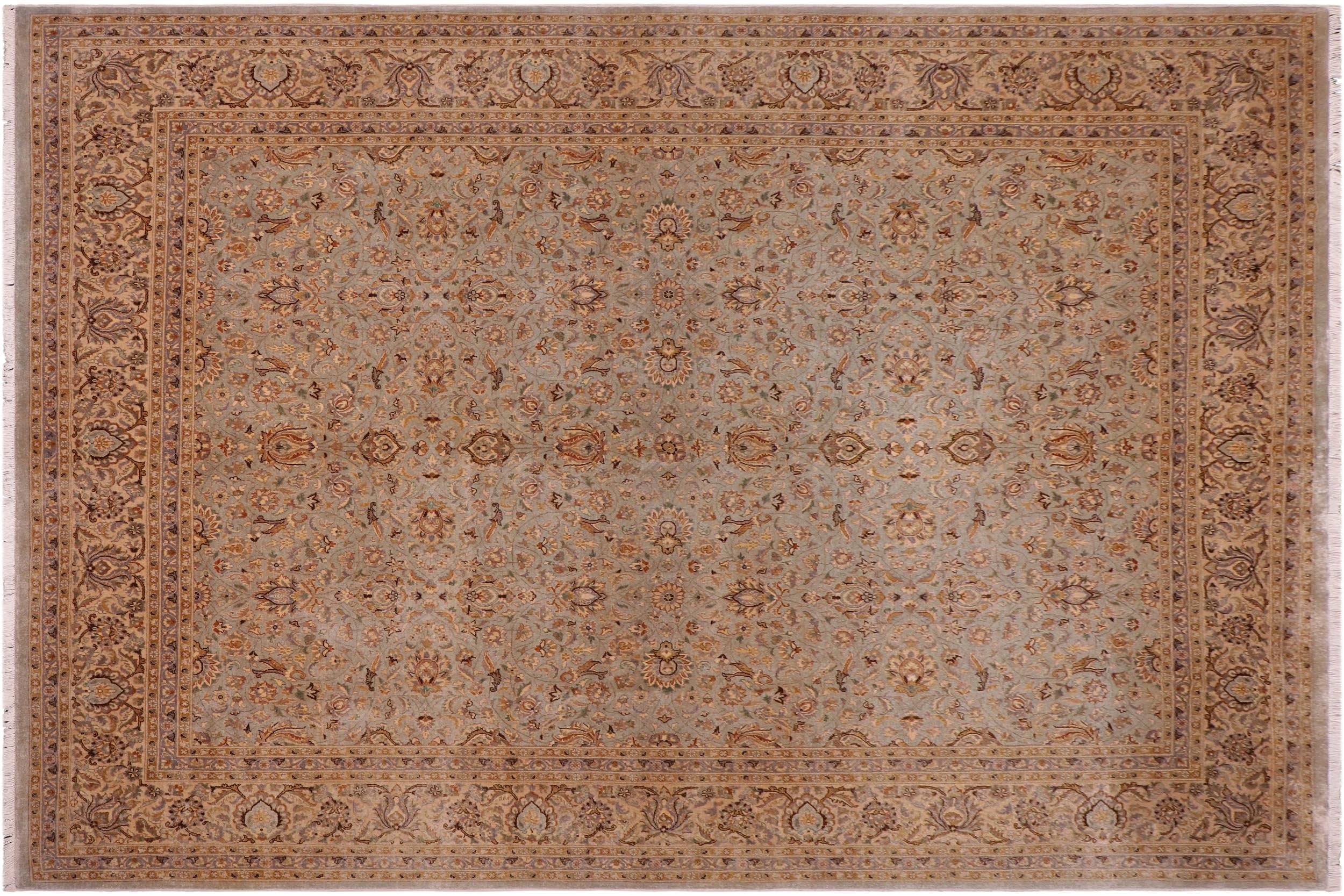 handmade Traditional  Lt. Blue Tan Hand Knotted RECTANGLE 100% WOOL area rug 8' x 10'