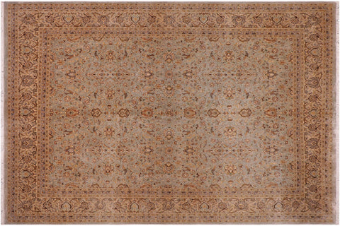 handmade Traditional  Lt. Blue Tan Hand Knotted RECTANGLE 100% WOOL area rug 8' x 10'