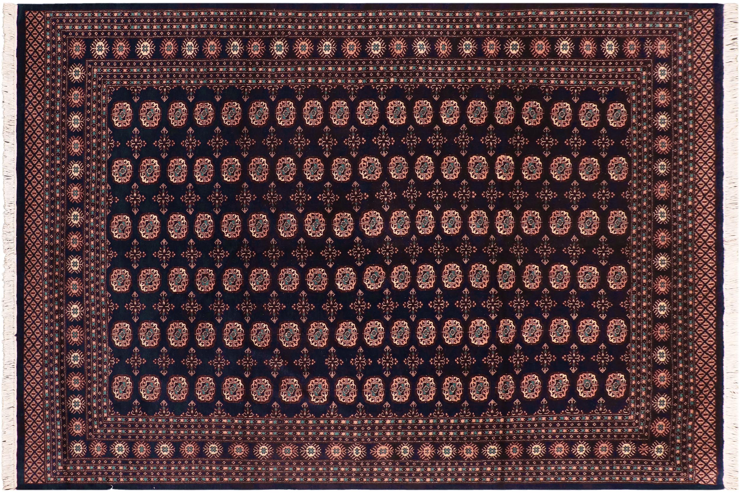 handmade Geometric Bokhara Blue Blue Hand Knotted RECTANGLE 100% WOOL area rug 8X10