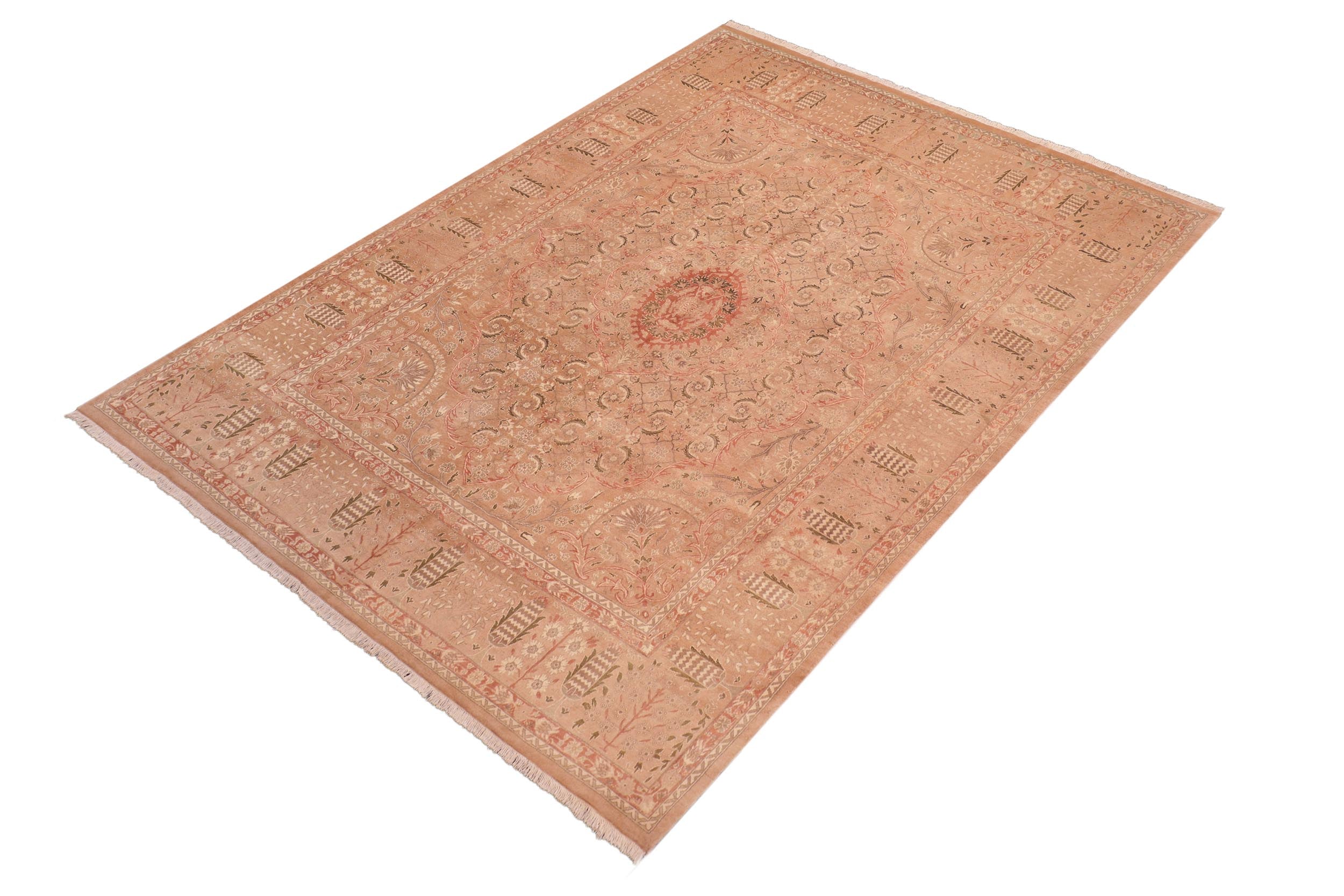 handmade Traditional Tajdar Tan Tan Hand Knotted RECTANGLE 100% WOOL area rug 8 x 9