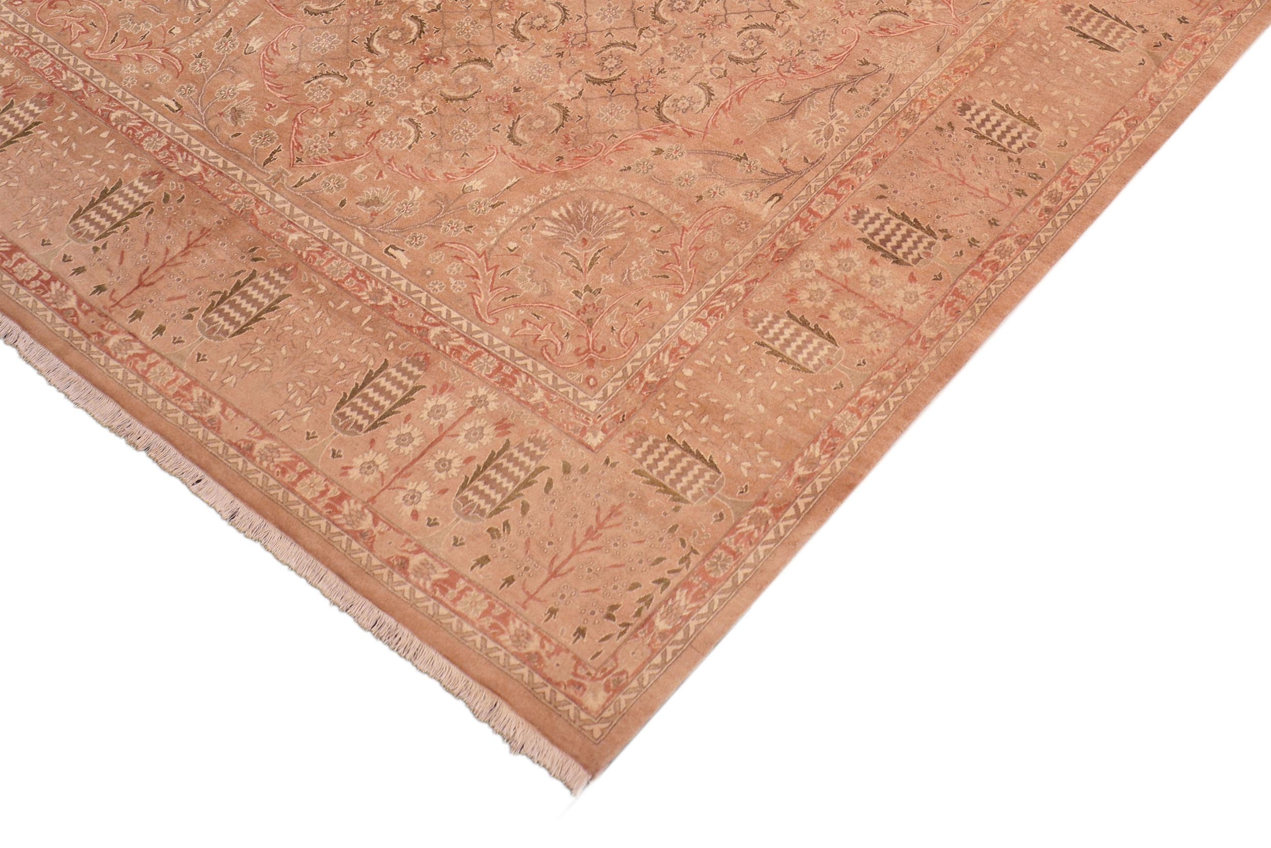 handmade Traditional Tajdar Tan Tan Hand Knotted RECTANGLE 100% WOOL area rug 8 x 9