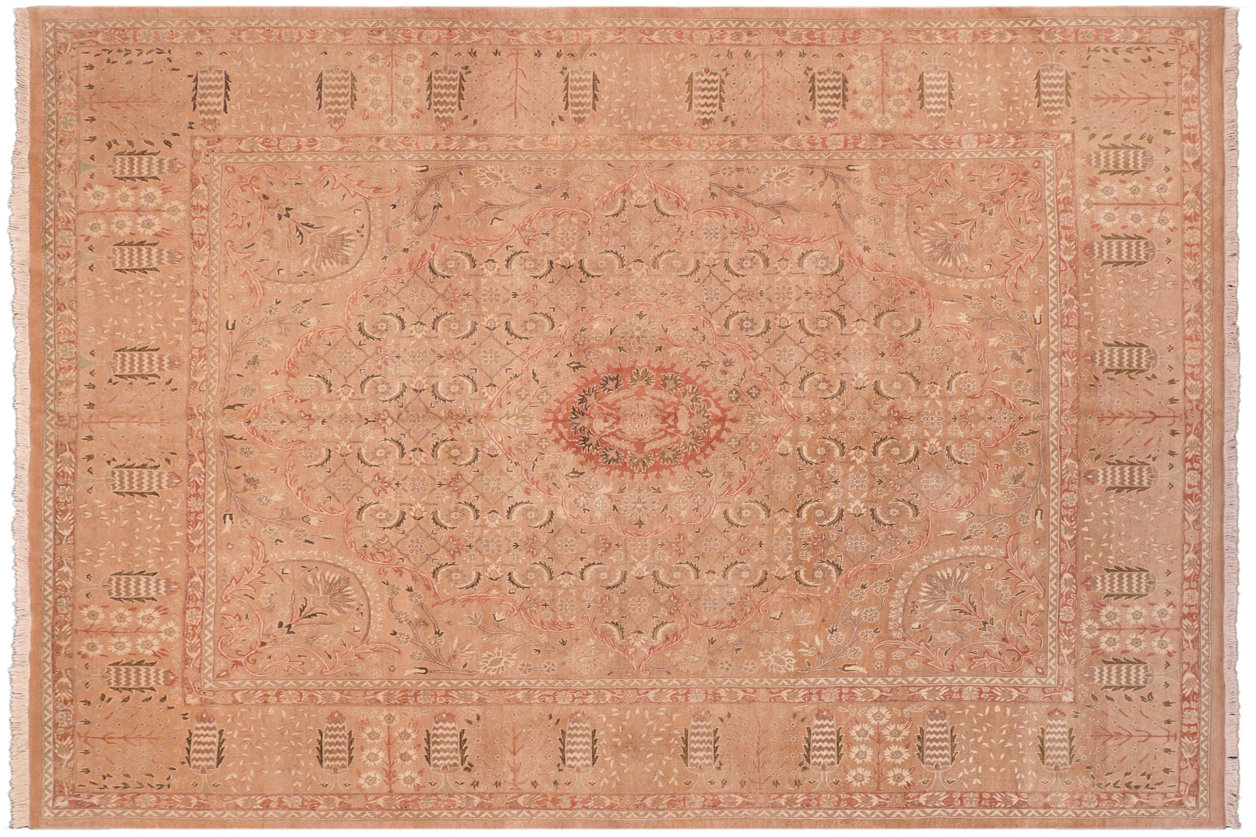 handmade Traditional Tajdar Tan Tan Hand Knotted RECTANGLE 100% WOOL area rug 8 x 9