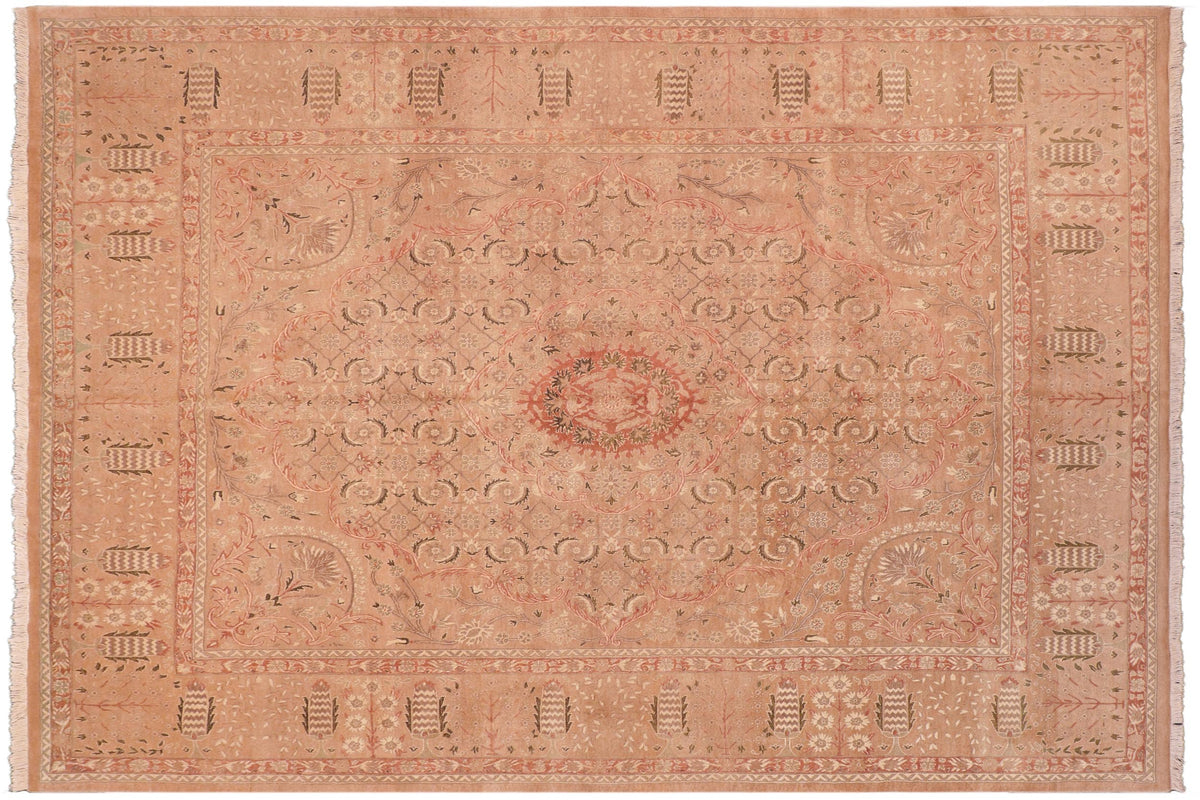 handmade Traditional Tajdar Tan Tan Hand Knotted RECTANGLE 100% WOOL area rug 8 x 9