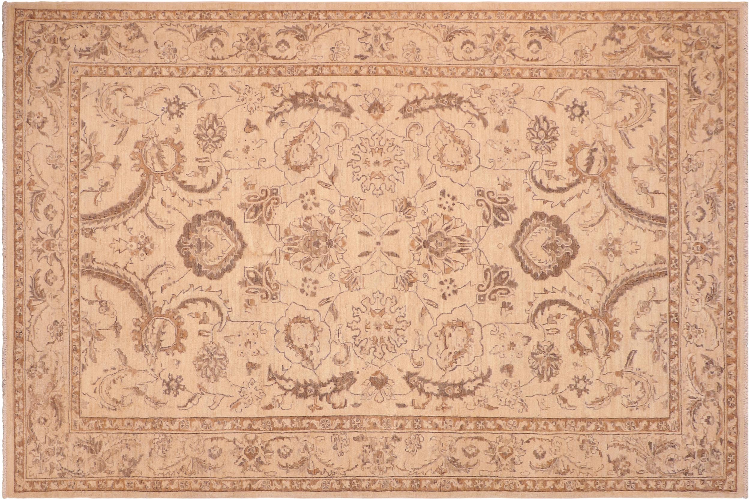 handmade Traditional Kafkaz Tan Brown Hand Knotted RECTANGLE 100% WOOL area rug 6x9
