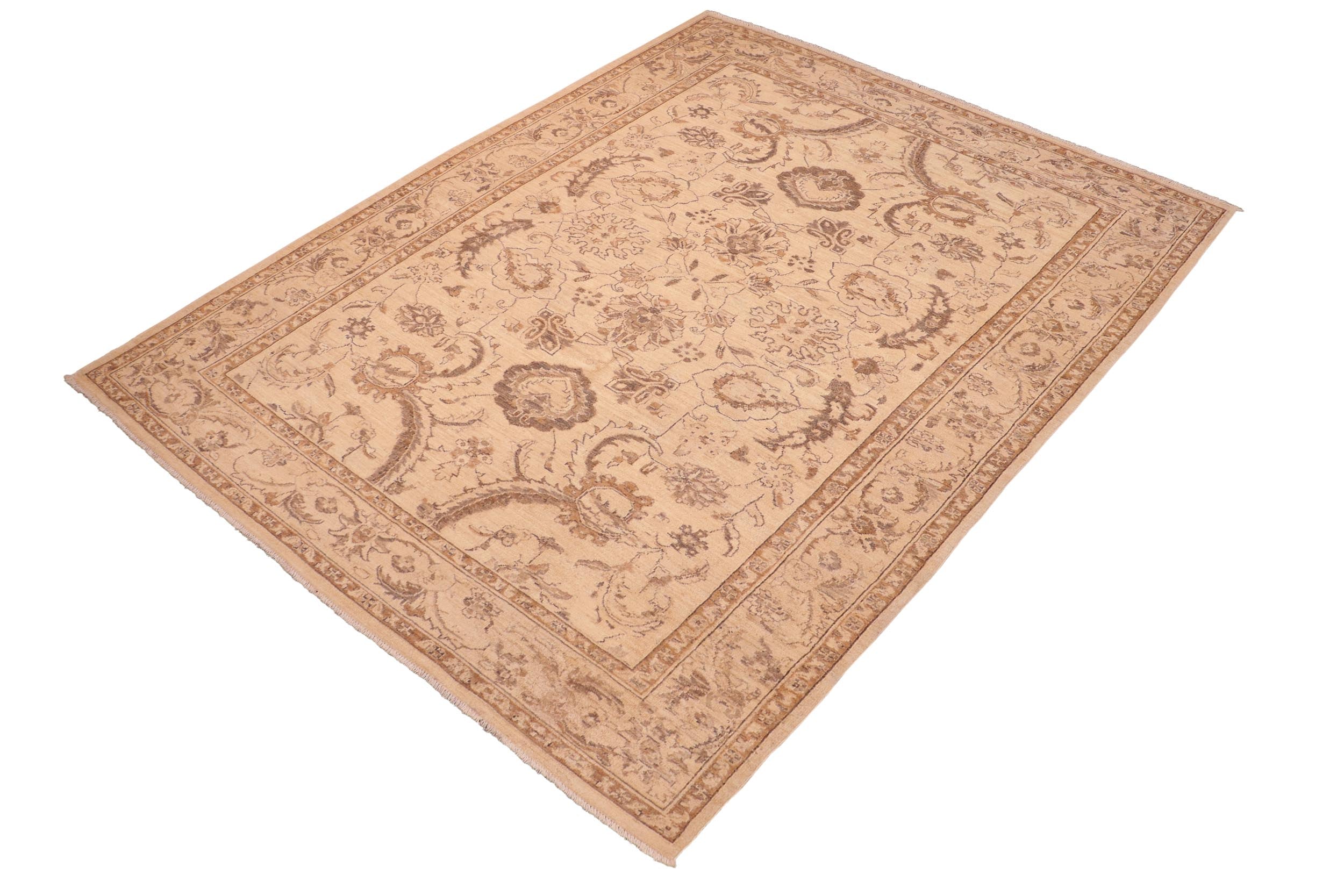 handmade Traditional Kafkaz Tan Brown Hand Knotted RECTANGLE 100% WOOL area rug 6x9