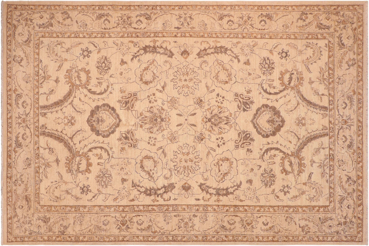 handmade Traditional Kafkaz Tan Brown Hand Knotted RECTANGLE 100% WOOL area rug 6x9