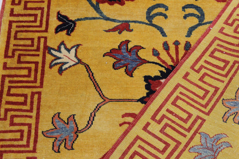 handmade Geometric Super Kazak Gold Red Hand Knotted RUNNER 100% WOOL area rug 3' x 10'