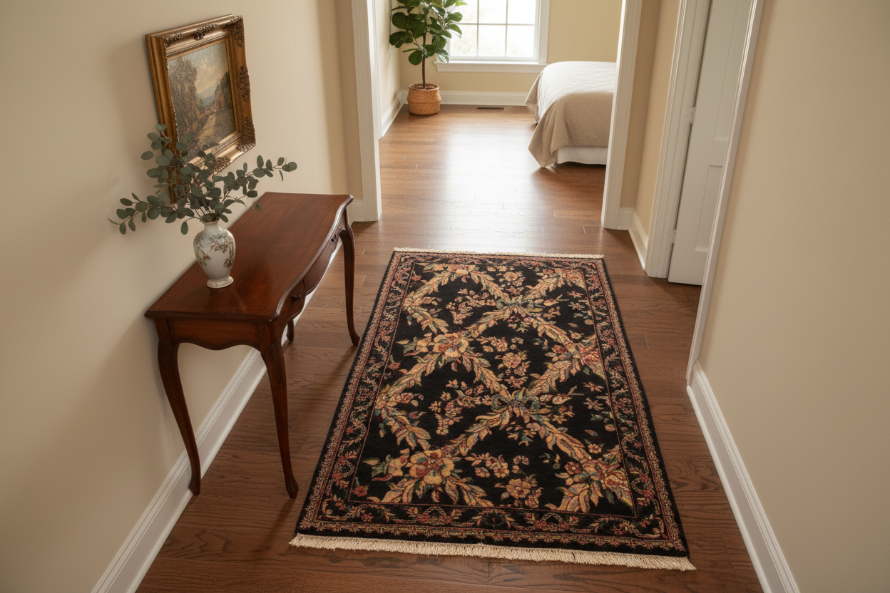 handmade Transitional Abusson Black Gold Hand Knotted RECTANGLE 100% WOOL area rug 3x5