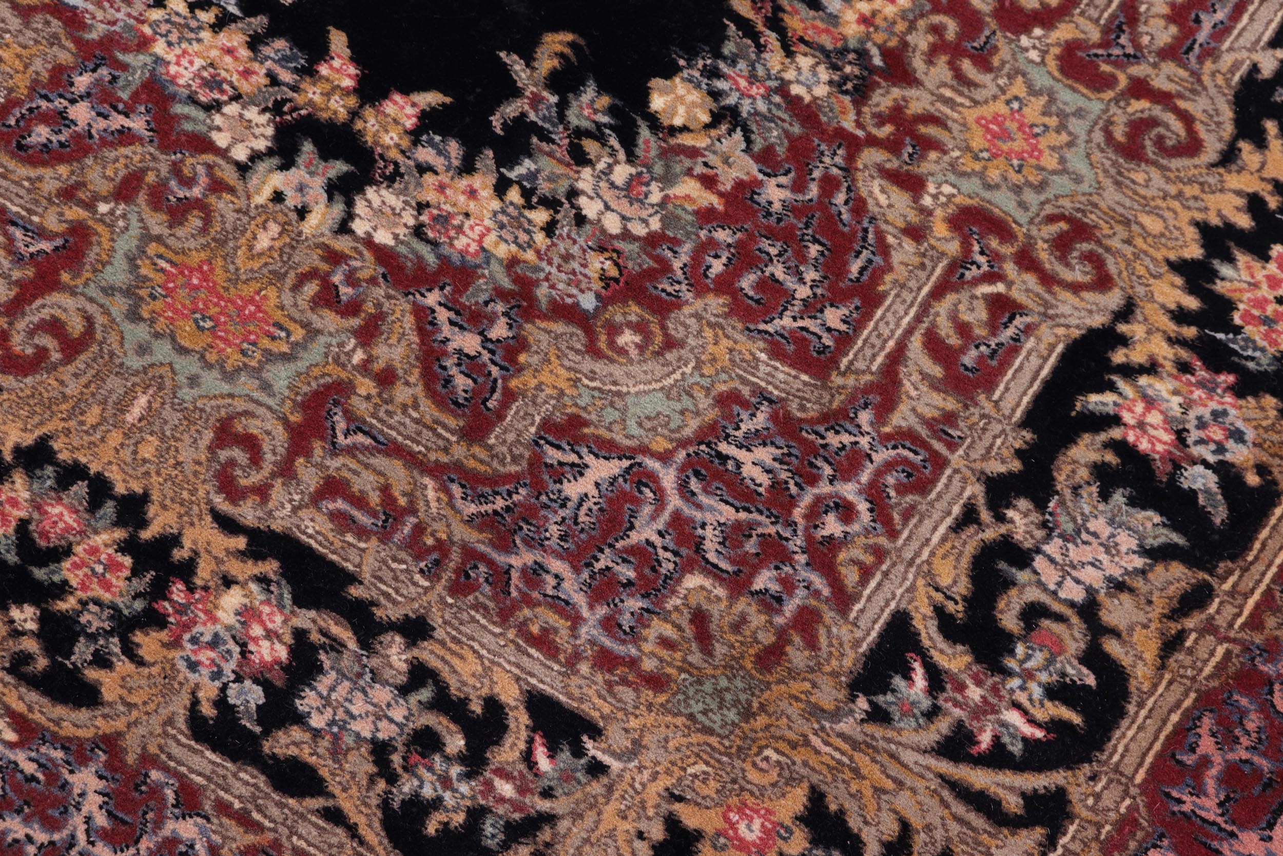 handmade Traditional Abusson Black Black Hand Knotted RECTANGLE 100% WOOL area rug 3x5