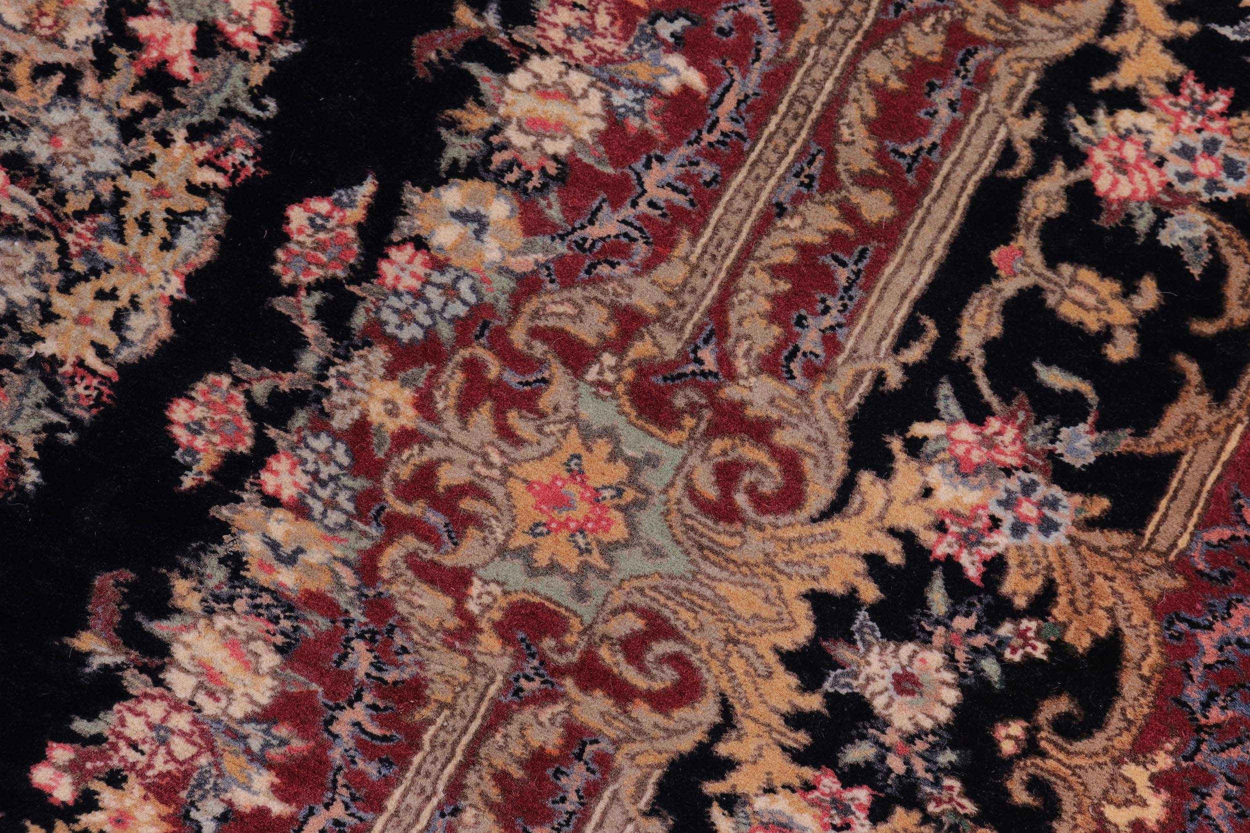 handmade Traditional Abusson Black Black Hand Knotted RECTANGLE 100% WOOL area rug 3x5