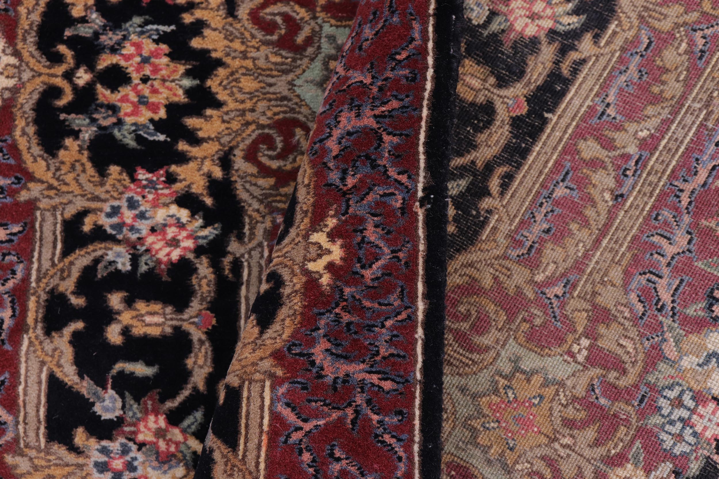 handmade Traditional Abusson Black Black Hand Knotted RECTANGLE 100% WOOL area rug 3x5