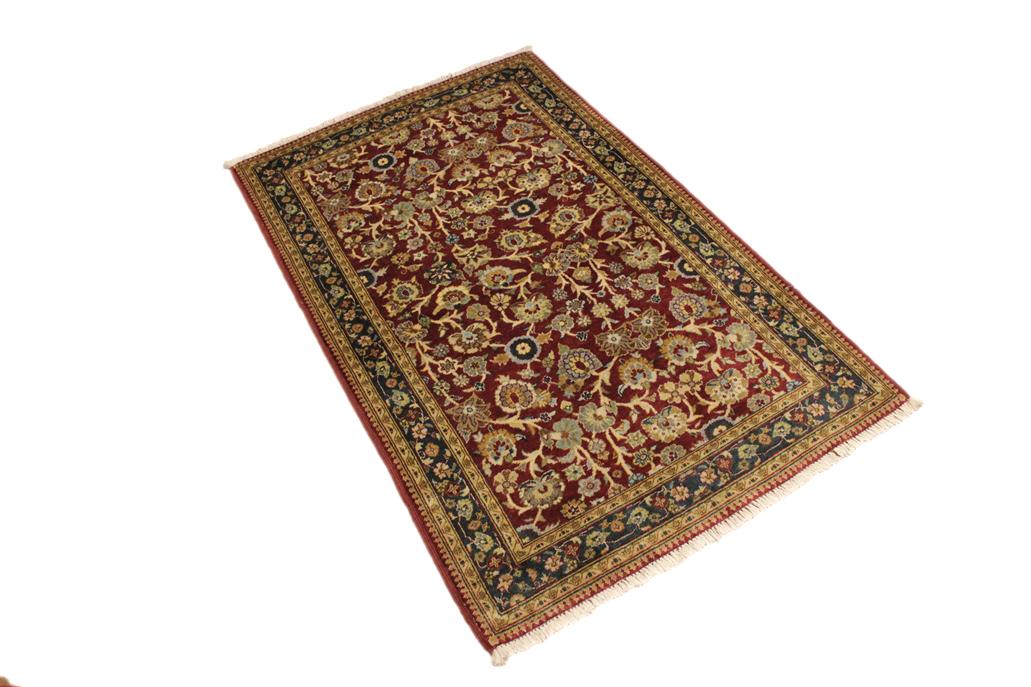 handmade Transitional  Red Teal Hand Knotted RECTANGLE 100% WOOL area rug 3'X5'