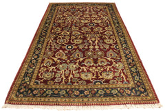 handmade Transitional  Red Teal Hand Knotted RECTANGLE 100% WOOL area rug 3'X5'