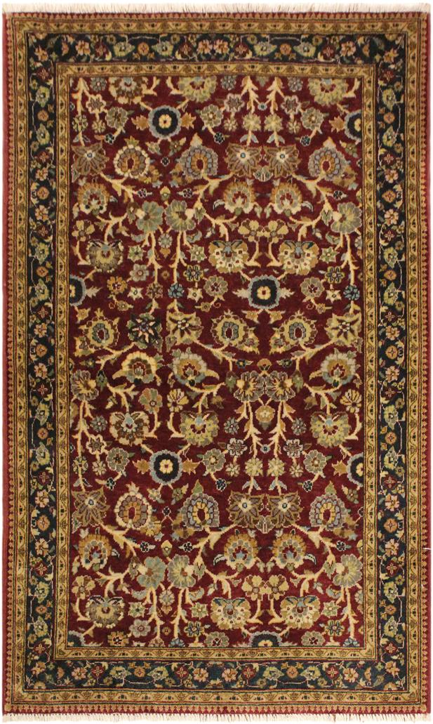 handmade Transitional  Red Teal Hand Knotted RECTANGLE 100% WOOL area rug 3'X5'