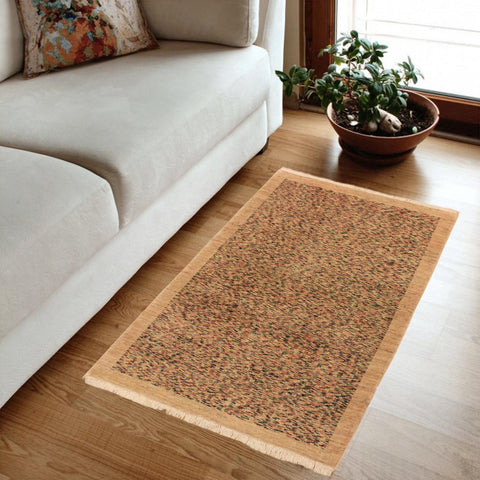 handmade Modern Gabbeh Tan Blue Hand Knotted RECTANGLE 100% WOOL area rug 3' x 5'