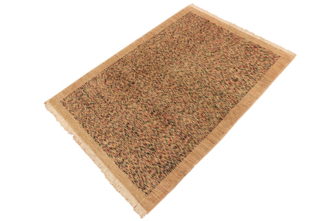 handmade Modern Gabbeh Tan Blue Hand Knotted RECTANGLE 100% WOOL area rug 3' x 5'